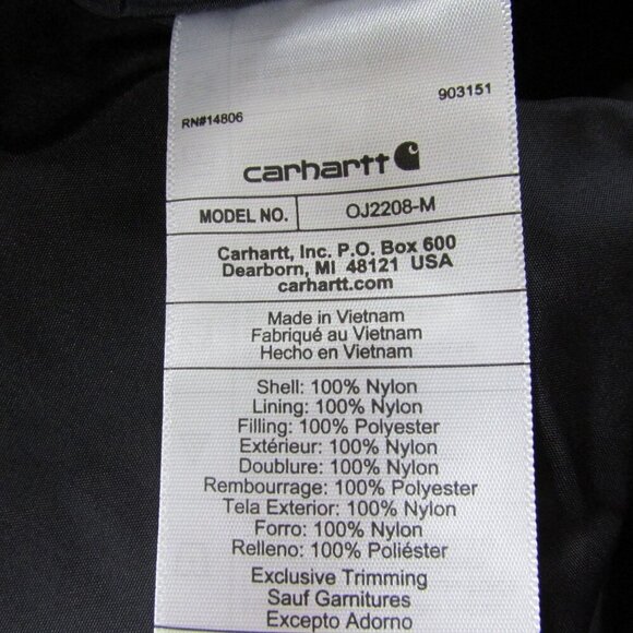 Carhartt Men's Gilliam Rain Defender Insulated Full Zip Jacket Mocha OJ2208 - Picture 5 of 5